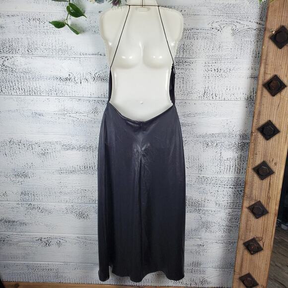 Zara Slip Satin Backless Black Cowl Neck Cocktail Evening Dress New With Tag - Picture 4 of 14